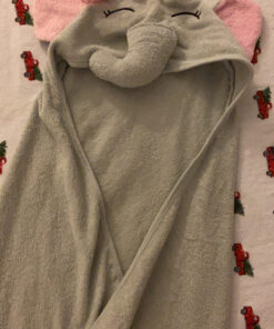 Hudson Baby Unisex Baby Cotton Animal Face Hooded Towel, Pretty Elephant, One Size 24 C1OYSMcbwES