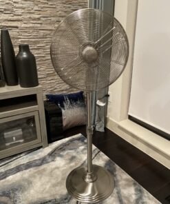 Hunter 90438 16” RETRO Stand Fan with Brushed Nickel Finish 30 C1Q635nLagS