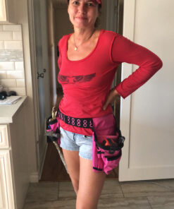 The Orignal Pink Box 2-Pouch 10-Pocket Canvas Tool Belt with Hammer Loop, and Adjustable Waist, Pink 38 C1QXtOHeWiS