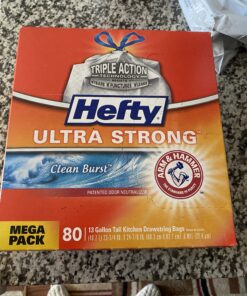 Hefty Ultra Strong Tall Kitchen Trash Bags, Clean Burst Scent, 13 Gallon, 80 Count 41 C1R6Jl4GKcS