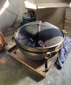 Sunnydaze 34-Inch Cauldron Style Outdoor Fire Pit Bowl with Spark Screen, Log Poker, and Wood Grate - Dark Bronze Finish 34 in 36 C1TRU1cZMES