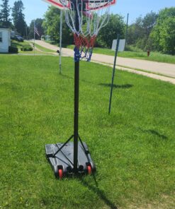 Best Choice Products Kids Height-Adjustable Basketball Hoop, Portable Backboard System w/ 2 Wheels, Fillable Base, Weather-Resistant, Nylon Net, Adjusts from 70.5in to 82.3in - White 45 C1UxvUUvgCS