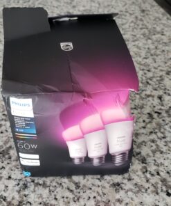 Philips Hue Smart 60W A19 LED Bulb - White and Color Ambiance Color-Changing Light - 3 Pack - 800LM - E26 - Indoor - Control with Hue App - Works with Alexa, Google Assistant and Apple Homekit White & Color Ambiance 3 Count (Pack of 1) Base Lumen (60W) 50 C1VVZdNyC3S