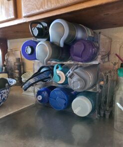 mDesign Plastic Free-Standing Stackable 3 Bottle Storage Holder Rack - Water, Wine, and Drink Organizer Shelf for Kitchen Countertop, Cabinet, Pantry, Fridge, Freezer, 4 Pack - Clear Pack of 4 49 C1WED8GPUOS