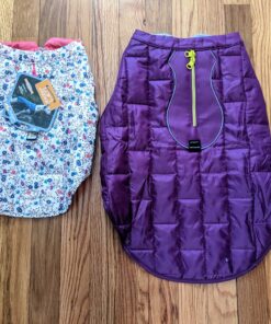 Kurgo Loft Dog Jacket, Reversible Dog Coat, Wear with Harness or Sweater, Water Resistant, Reflective, Winter Coat For Medium Dogs (Deep Violet, M) Deep Violet/Charcoal 40 C1Xj0eEVTZS