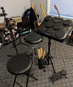 Pyle Portable Drums, Tabletop Drum Set, 7 Pad Digital Drum Kit, Touch Sensitivity, Wireless Electric Drums, Drum Machine, Electric Drum Pads, LED Display, Mac & PC - PTED01 37 C1XsOM21HIS