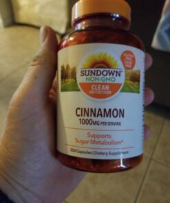 Sundown Cinnamon Capsules, Support Sugar Metabolism, Non-GMO, Free of Gluten, Dairy, Artificial Flavors, 1000 mg, 200 Capsules 13 C1Y0LeTsszS