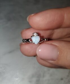 Oxford Diamond Co Sterling Silver Irish Claddagh Simulated Gemstone Promise Ring Available Lab Created White Opal 7 23 C1Z0MpZf6YS