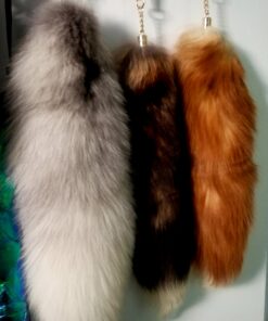 Fosrion Fluffy White Gray Arctic Fox Tail Fur Halloween Cosplay Alopex Lagopus KeyChain 35 C1ZVETzQQqS