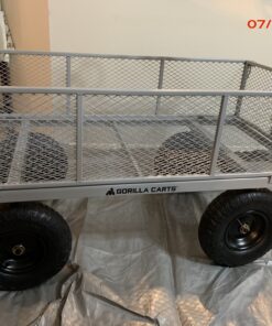 Gorilla Carts GOR1001-COM Steel Utility Cart, Heavy-Duty Convertible 2-in-1 Handle and Removable Sides, 7 cu ft, 1000 lb, Capacity, Gray, 1 pack 87 C1ZtBHntzdS