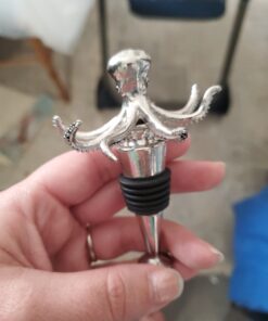 Twine Octopus Wine Bottle Stopper, Keep Wine Fresh, Fits Standard Bottles, Metal, Rubber Seal, Silver, Set of 1 17 C1cTvVc4WYS