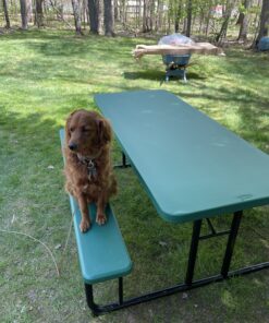 Norwood Commercial Furniture Blow- Molded Plastic Picnic Table, Green/Black, NOR-PTBM7260-6-10, 72"D x 57"W x 30"H 1-(Pack) 53 C1dMXTJuDMS