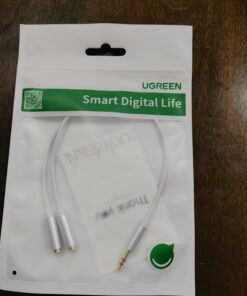 UGREEN Headphone Splitter 3.5mm Audio Stereo Y Splitter Extension Cable Male to Female Dual Headphone Jack Adapter for Earphone Headset Compatible with iPhone Samsung Tablet Laptop, White 21 C1duKn nFHS