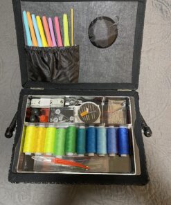 SINGER 07281 Vintage Sewing Basket with Sewing Kit Accessories, 10.5" long x 8" wide x 6" high. 53 C1dwlkwPE3S