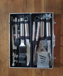 ROMANTICIST Complete Grill Accessories Kit - The Very Best Grill Gift on Birthday Wedding - Professional 21PC BBQ Accessories Set with Case for Outdoor Camping Grilling Smoking SILVER-1 26 C1fG IY zvS