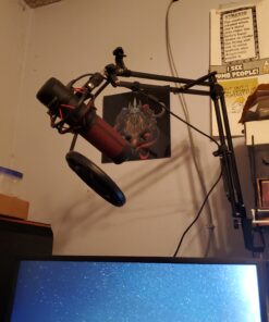 Eastshining Upgraded Adjustable Microphone Suspension Boom Scissor Arm Stand with Shock Mount Mic Clip Holder 3/8'' to 5/8'' Screw Adapter -for Blue Yeti, Snowball & Other Microphones stand with adapter 46 C1feOaF6jAS