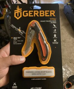 Gerber Gear Vital Pocket Folder with Replacement Blades - 2.8" Exchange-A-Blade - Camping and Survival Knife - Orange Hunting Knife & Exchangeable Blades 21 C1fthwkPadS