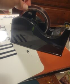 Desktop Tape Dispenser Adhesive Roll Holder (Fits 1" & 3" Core) with Weighted Nonskid Base Black plastic 52 C1gg45cKf2S