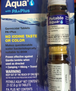Potable Aqua Water Purification Tablets with PA Plus, Portable and Effective Solution for Camping, Hiking, Emergencies, Natural Disasters and International Travel, Two 50ct Bottles 50.0 41 C1gopg AXvS