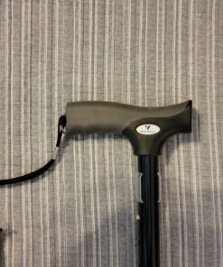 Vaunn Medical Easy Grip™ Height Adjustable Folding Cane/Walking Stick with Strap/Pouch- Compact, Portable, and Safe Walking Assistant- Non-Slip Grip Handle- Men, Women, Elderly, Disabled, Pregnant Black With Gray Handle 36 C1iMCimHwVS