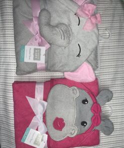 Hudson Baby Unisex Baby Cotton Animal Face Hooded Towel, Pretty Elephant, One Size 21 C1j74QdxfES