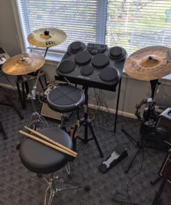 Pyle Portable Drums, Tabletop Drum Set, 7 Pad Digital Drum Kit, Touch Sensitivity, Wireless Electric Drums, Drum Machine, Electric Drum Pads, LED Display, Mac & PC - PTED01 38 C1jjox7ZgmS