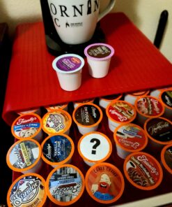 Mind Reader Single Serve Coffee Drawer, 36 Pod Capacity Countertop Organizer, 13.25" L x 12.75" W x 2.75" H, Red Coffee Pod Holder 35 C1ju0aQ4qOS