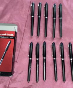 Uniball Vision Elite Rollerball Pens, Black Pens Pack of 12, Micro Pens with 0.5mm Ink, Ink Black Pen, Pens Fine Point Smooth Writing Pens, Bulk Pens, and Office Supplies 31 C1kIi064MkS