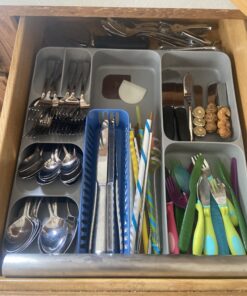 Joseph Joseph DrawerStore Kitchen Drawer Organizer Tray for Silverware Cutlery Utensils and Gadgets, Gray, 15.6 x 15.1 x 2.1 Inches Grey Large 28 C1kuYsrs3QS