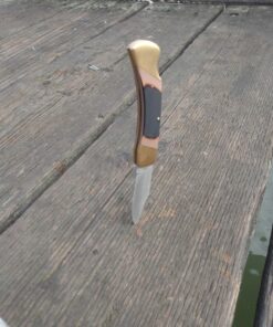 Old Timer 7OT Cave Bear Traditional Lockback Pocket Knife with 3.9in High Carbon Stainless Steel Blade, Sawcut Handles, and Leather Belt Sheath for Hunting, Camping, Whittling, EDC, and Outdoors 40 C1mJnorITWS