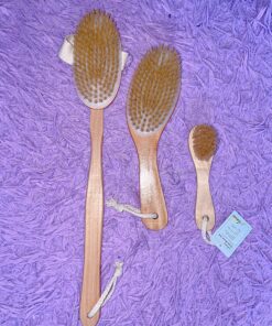 Dry Brushing Body Brush Set with 100% Natural Boar Bristles (Set of 3) | Skin Exfoliating Kit with Long Detachable Back Brush, Contour Body and Face Brushes | Lymphatic Drainage, Cellulite Treatment 39 C1mmvD gNtS