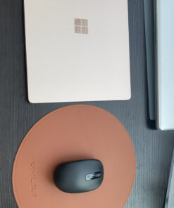 YXLILI Mouse Pad, Double-Sided Mouse Pads Small Round PU Leather Mouse Mat with Stitched Edge Waterproof Mouse Pads for Wireless Computer Mouse for Office Home Gaming Working Brown/Silver 31 C1nC8lBY2S