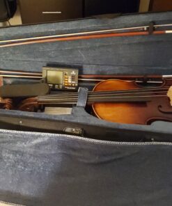 Mendini By Cecilio Violin - MV500+92D - Size 4/4 (Full Size), Black Solid Wood - Flamed, 1-Piece Violins w/Case, Tuner, Shoulder Rest, Bow, Rosin, Bridge & Strings - Adult, Kids Size: 4/4 (Full Size) 61 C1owKqffIdS