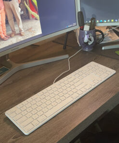 Macally Slim USB Wired Keyboard for Mac and Windows PC - Full Size 104 Key Layout & 16 Shortcut Keys - Scissor Keycaps for Smooth Typing - Mac Wired Keyboard with Numeric Keypad White 28 C1p4sjBA 0S