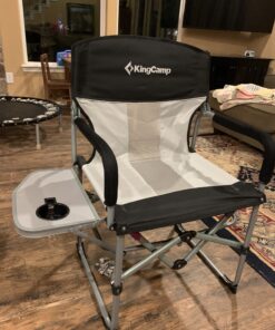 KingCamp Folding Camping Chair, Heavy Duty Director's Seat for Adults Outside, Portable Lawn Chairs with Side Table Breathable Mesh Back Compact Style for Outdoor Sports Black-1 Pack 21 C1q6gyN1XiS