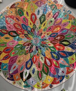 Bgraamiens Puzzle-Blooming Color-1000 Pieces Gradient Puzzle Color Challenge Blue Board Round Jigsaw Puzzles 53 C1q9dbunIS