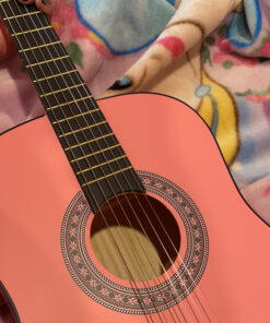 Best Choice Products 38in Beginner All Wood Acoustic Guitar Starter Kit w/Gig Bag, Digital Tuner, 6 Celluloid Picks, Nylon Strings, Capo, Cloth, Strap w/Pick Holder - Pink 39 C1r9fUV2j S