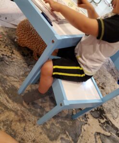 Amazon Basics 3-Piece Wood Kids Table and Chairs Set with Dry Erasable Table Top, Sky Blue, 64 x 49 x 45 cm 38 C1rLm9YcUS