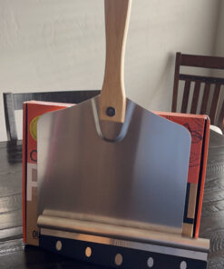 OUII Pizza Peel Aluminum Metal Pizza Paddle - 12 x 14 inch. Pizza Cutter Rocker 14'' Blade Pizza Spatula for Pizza Stone, Pizza Oven Accessories. Pastry, Dough, Bread Peel and Rocker Knife Pizza Tools 12" X 14" NON-PERFORATED 39 C1rgBsUftdS