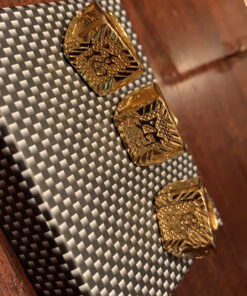 Halukakah Mens Gold Ring Diamond 3PCs Set,18K Real Gold/Platinum Filled Kanji Rich/Luck/Wealth Lab Diamonds Prong Set Size Adjustable,Gift for Men Gold Plated 3 Rings Set 36 C1sFyYlizPS