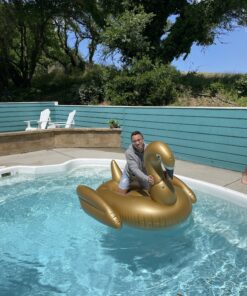 Jasonwell Giant Inflatable Pool Float - Golden Swan Pegasus Pool Floatie Summer Beach Swimming Outdoor Pool Party Lounge Raft Decorations Toys for Adults & Kids Gold Swan 34 C1sl6A75uQS