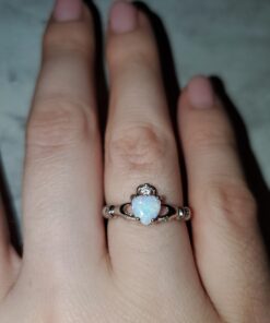 Oxford Diamond Co Sterling Silver Irish Claddagh Simulated Gemstone Promise Ring Available Lab Created White Opal 7 24 C1u2mqdfmS