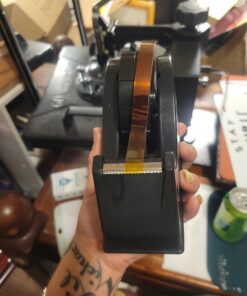 Desktop Tape Dispenser Adhesive Roll Holder (Fits 1" & 3" Core) with Weighted Nonskid Base Black plastic 53 C1xL7oKXsS