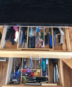 Expandable Bamboo Silverware Organizer - Kitchen Drawer Organizer, Utensil Holder - Drawer Organization and Storage in Kitchen, Bathroom or Bedroom, 17” Long, Adjustable from 13” - 22.2” Wide, 2” Deep 41 C1yC2K6kKmS