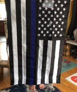 Thin Blue Line Flag - 3X5 Foot with Embroidered Stars and Sewn Stripes - Black White and Blue American Police Flag Honoring Law Enforcement Officers - 3x5 Inch Waterproof Decal Included Blue,White 37 C1yLg6hiysS