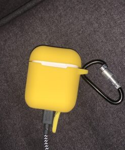 SATLITOG AirPods Case Cover with Secure Lock Keychain, Protective Silicone Cover Compatible with Apple AirPods 2nd & 1st Charging Case - Yellow 53 C1zX3Z9Y0iS 1