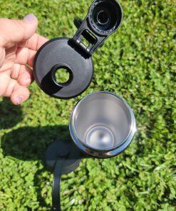 Drinco Stainless Steel Water Bottle Spout Lid Vacuum Insulated Double Wall Water Bottle Wide Mouth (40oz 32oz 22oz 18oz 14oz) Leak Proof Keep Cold Sport Camping Hiking (22 oz, 22oz Black) 22 oz 26 D112elUc3OS