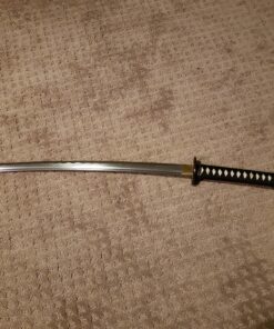 Makoto Hand Forged Razor Sharp 41" Black Samurai Katana Sword - Hand Painted High Gloss Black Scabbard Dragon_Round Tsuba 29 D15GD5G loS