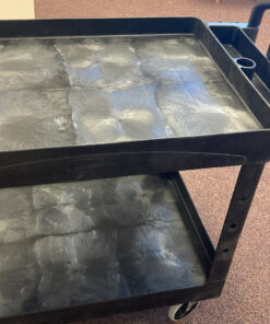 Rubbermaid Commercial Products 2-Shelf Utility/Service Cart, Medium, Lipped Shelves, Ergonomic Handle, 500 Lbs Capacity, for Warehouse/Garage/Cleaning/Manufacturing (FG452088BlA) Black 60 D1X eTAgwvS