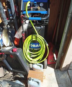 Flexzilla Air Hose, 3/8 in. x 50 ft., 1/4 in. MNPT Fittings, Heavy Duty, Lightweight, Hybrid, ZillaGreen - HFZ3850YW2 Flexzilla 3/8" (inches) x 50' (feet) Coupler and Plug 28 D1cvkGoSdgS